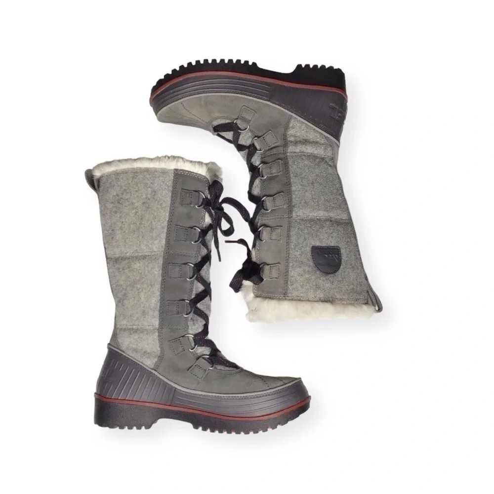 Sorel Tivoli High II Shearling Snow Boot NL2330-089 in Grey Suede Size 6.